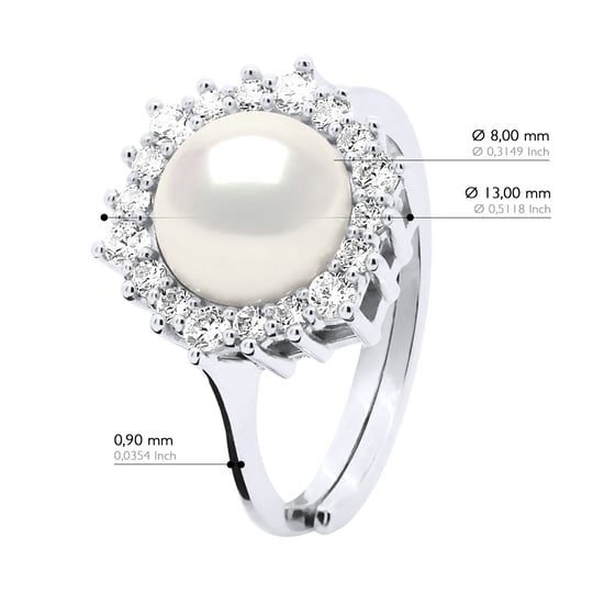 Ring Sieraden - Echte Geëxtraheerde Zoetwaterparel Rond 8-9 mm - Image 2