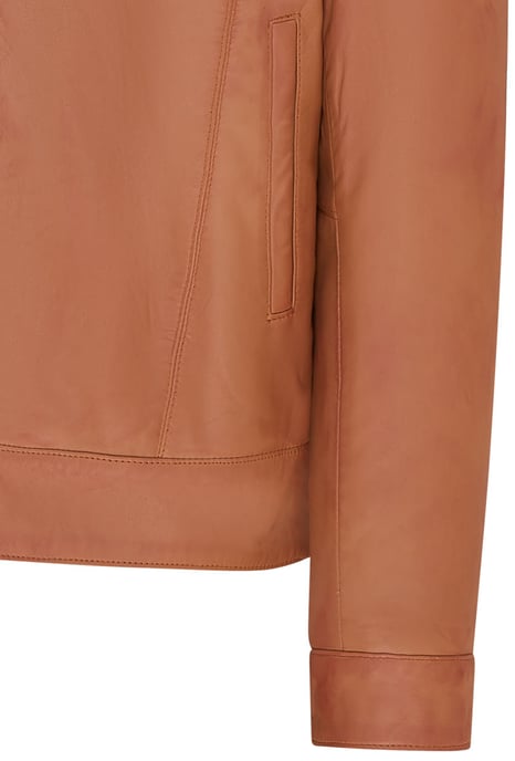 Mens Tan Retro Classic Leather Harrington Biker Jacket - Drammen