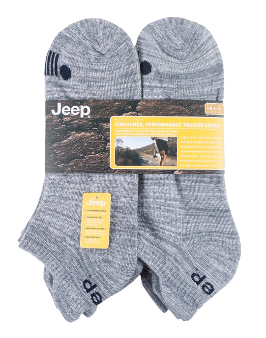 Jeep - Set van 6 katoenen sportenkelsokken voor heren - Grijs / Lichtgrijs - Image 2