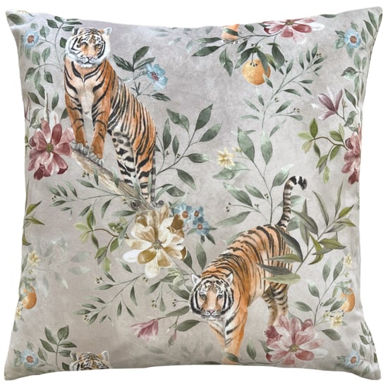 Wylder Tropics Orient Tiger Repeat Velvet Cushion Cover