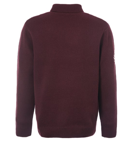 Men's Fred Perry Laurel Wreath Roll Neck Jumper in Burgundy