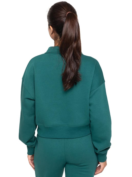 Enzo | Sweatshirt met halve rits voor dames - Bosgroen - Image 3