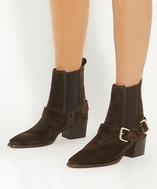 Dune Ladies Panino - Suede Buckled Chelsea Ankle Boots