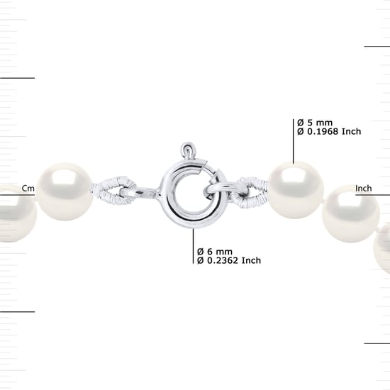 DIADEMA - Necklace - Real Freshwater Pearls - White - White Gold