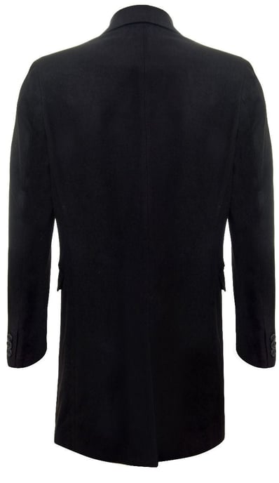 Men's Long Black Wool Slim Fit Overcoat