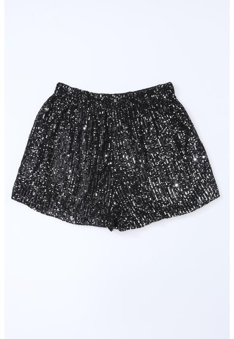 Dames Sequin Hoge Taille Casual Shorts in Zwart - Image 6