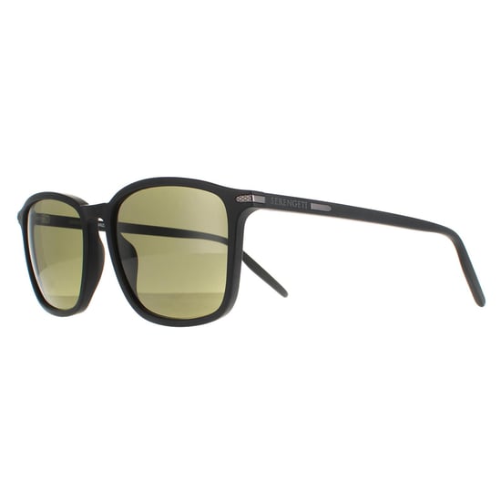 Serengeti Rectangle Mens Matte Black Mineral Polarized 555nm Lenwood