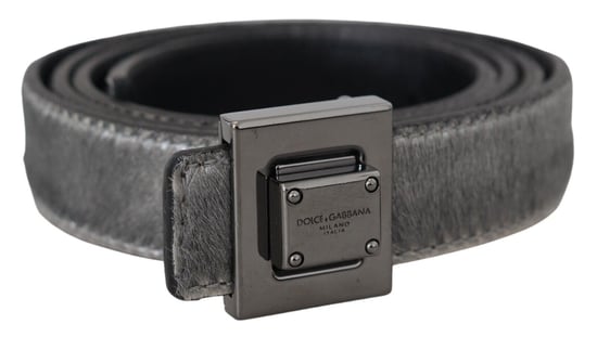 Dolce & Gabbana Men's Silver Leather Tone Square Metal Buckle