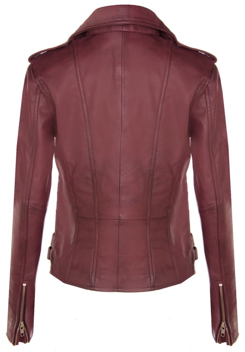 Ladies leather Brando biker jacket-Loddon
