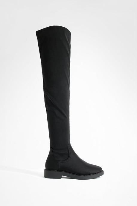 Wide Fit Flat Stretch Over The Knee Boots