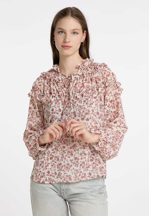Dreimaster Blouse met ruches bridgeport Dames Witte roest - Image 3
