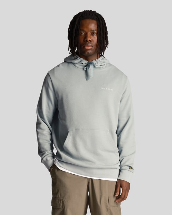 Heren Lyle & Scott Loopback Geborduurde Hoodie in Blauw - Image 1