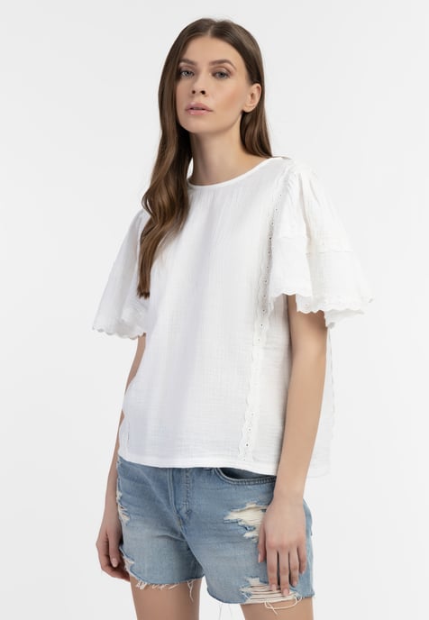 Dreimaster Blouseshirt met kant Dames wit - Image 3