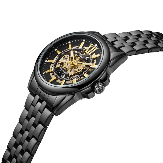 Zwart skelet automatisch Anthony James herenhorloge - Image 4