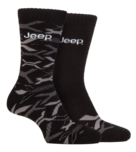 Heren Bamboe Werkboot Sokken | Jeep | Zachte en Ademende Dikke Stevige Kussensokken, Gebreide Ribbels Style Wandelsokken - Zwart / Charcoal - Image 1