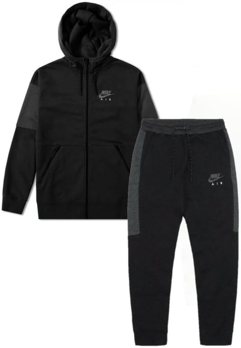 Nike Air heren fleece trainingspak volledige set in zwart - Image 1