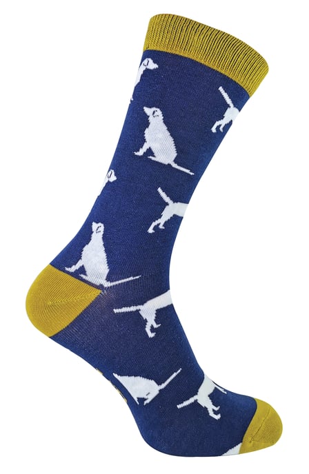 Mr Heron - Nieuwe bamboesokken voor heren met honden aan - Labrador (Marine) - Image 1