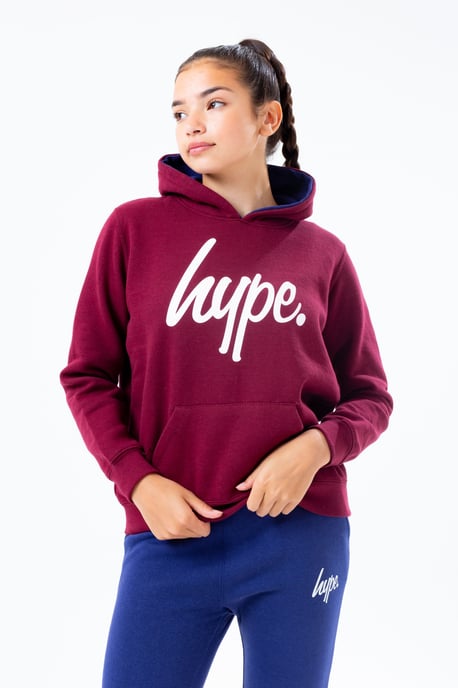 Hype Burgundy Hoodie And Navy Kids Jogger Set