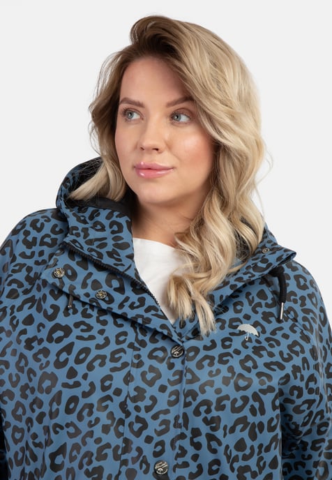 Schmuddelwedda Plus size regenjas met luipaardprint bridgeport Dames Blauw grijs zwart Leeuw - Image 5