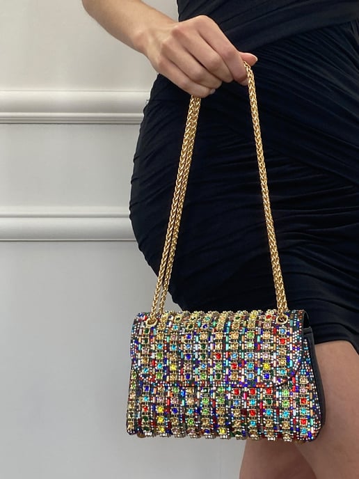 Multi Coloured Embellished Clutch Bag - Image 2