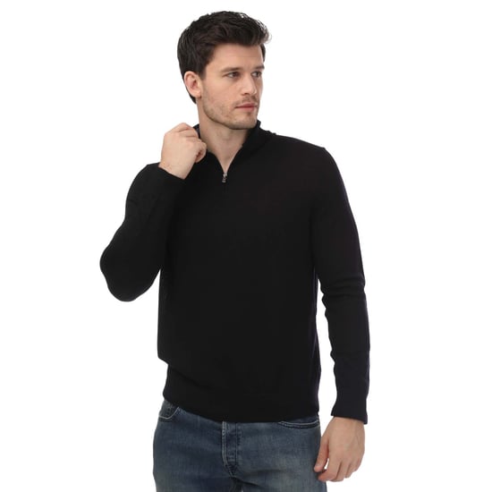 Heren Ted Baker Limehas Merino Wol Core Half-Zip Sweatshirt in Navy - Image 3