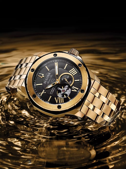 Bulova Marine Star Men's Gold Watch 98A273