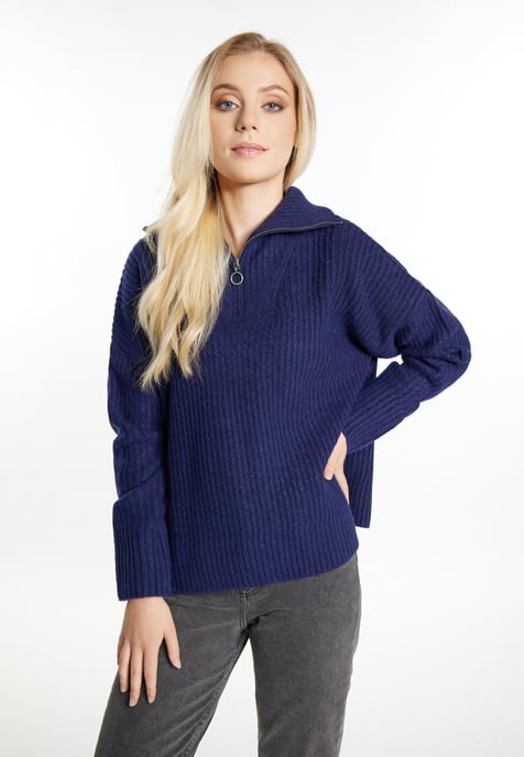 Dreimaster Ribgebreide troyer Dames marine - Image 3