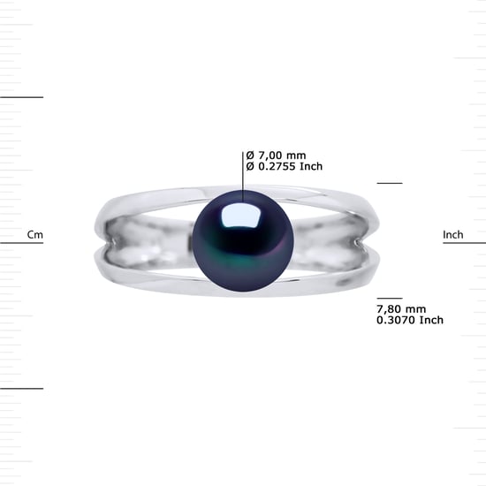 DIADEMA - Ring in White Gold - Real Freshwater Pearls - Black Tahitian Style