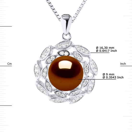 SUN Necklace Freshwater Pearl 9-10 mm Chocolate 925