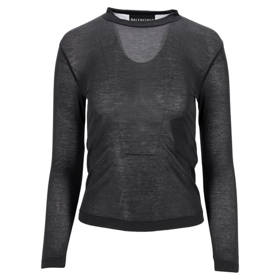 Balenciaga Strakke Crewneck Lange Mouwen Top in Grijs Katoen - Image 1