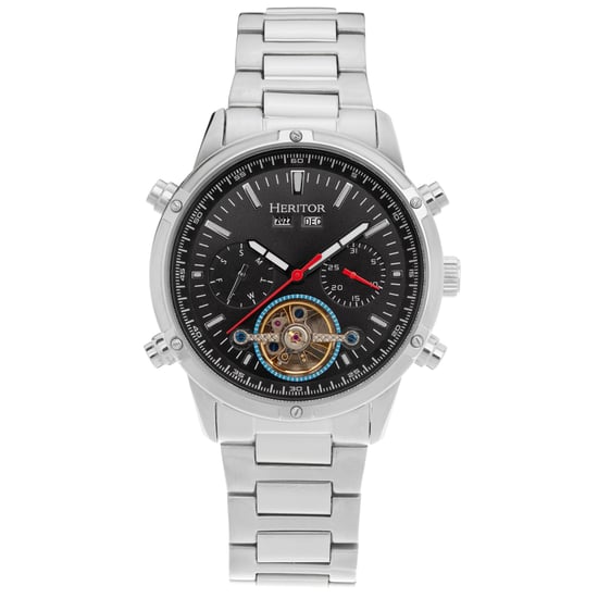 Heritor Automatic Wilhelm Semi-Skeleton Bracelet Watch w/Day/Date