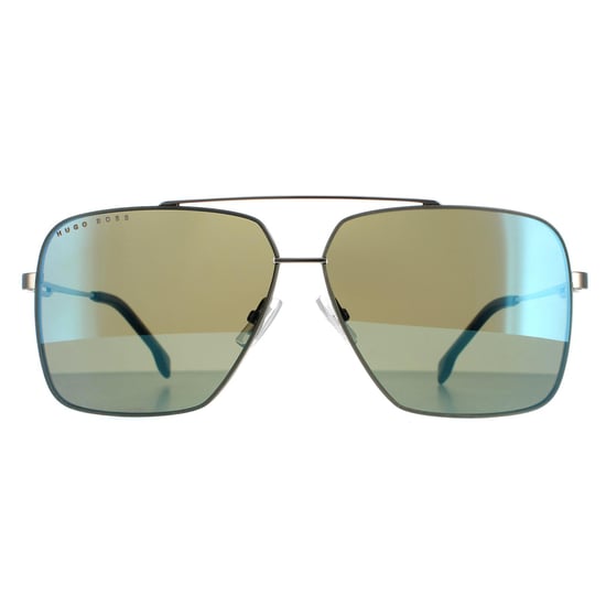 Hugo Boss Round Mens Ruthenium Havana Kaki Blue Mirror BOSS 1325/S