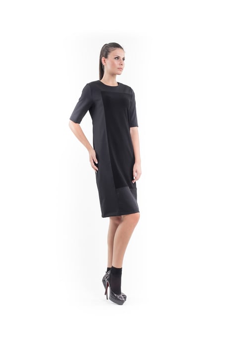 Contrast Fabric Shift Dress black