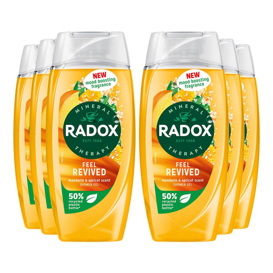 Radox Mineral Therapy Shower Gel Feel Revived w/ Mandarin&apricot Scent, 225ml, 6 Pack