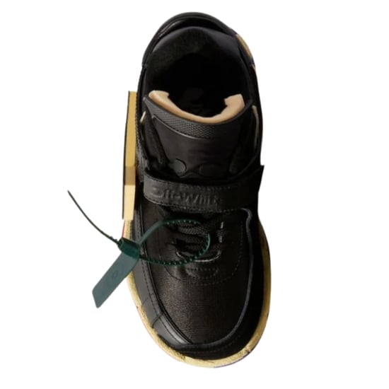 Gebroken witte lage puzzel Couture zwarte sneakers - Image 4