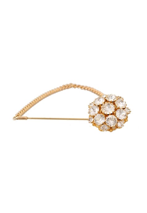 Dolce & Gabbana Women's Gold Brass Clear Crystal Chain Pin Brooch Gold