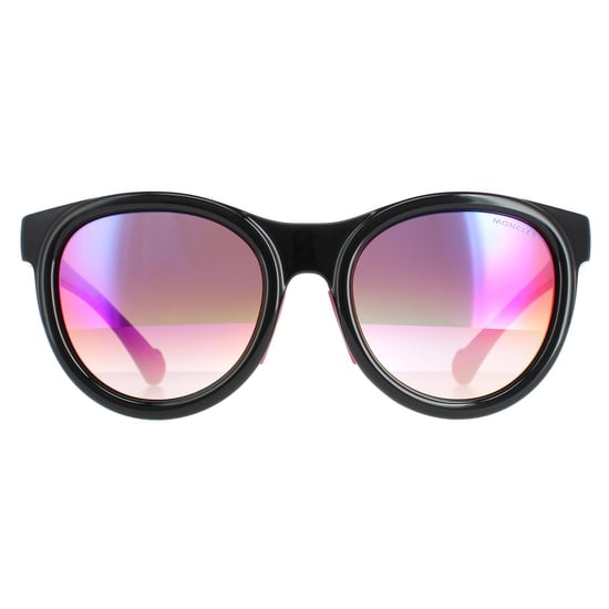 Moncler Round Unisex Shiny Black Smoke Mirror ML0087