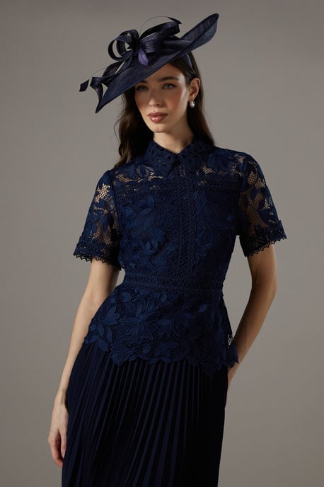 Lace Top Pleated Dress