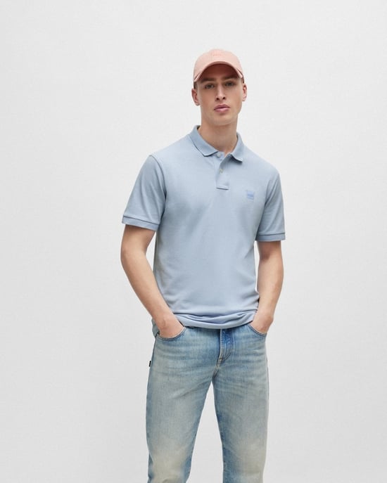 BOSS Orange Passenger Heren Stretchkatoenen Slim-Fit Polo Shirt met Logo Patch - Image 3