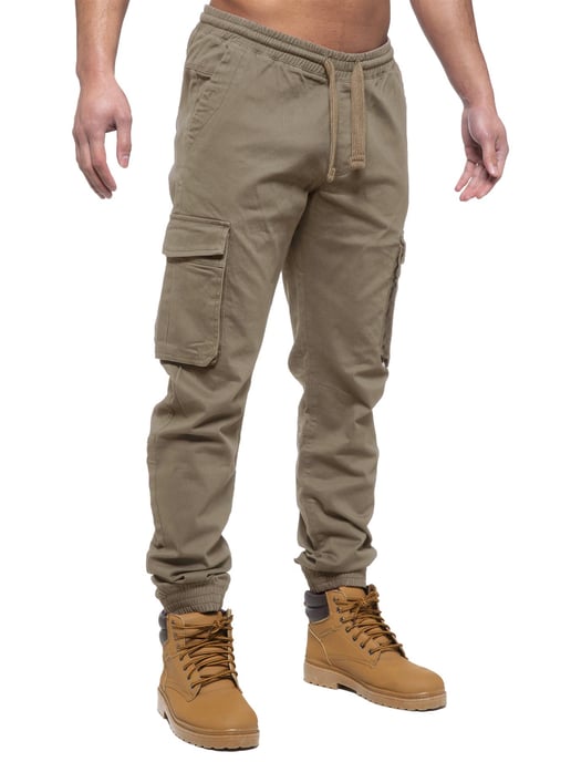 Enzo | Heren Cargo Jogger Jeans - Beige - Image 3