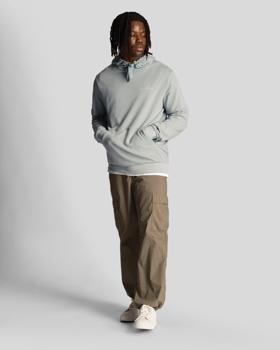 Heren Lyle & Scott Loopback Geborduurde Hoodie in Blauw - Image 2