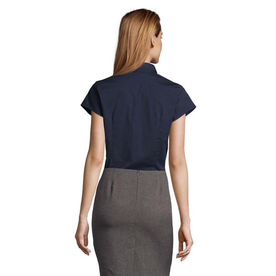 SOLS Dames/Dames Excess Stretch Blouse met Korte Mouwen (Donkerblauw) - Image 2