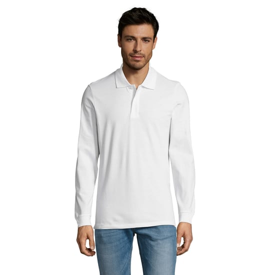 SOLS Heren Perfect Effen Piqué Poloshirt met Lange Mouwen (Wit) - Image 1
