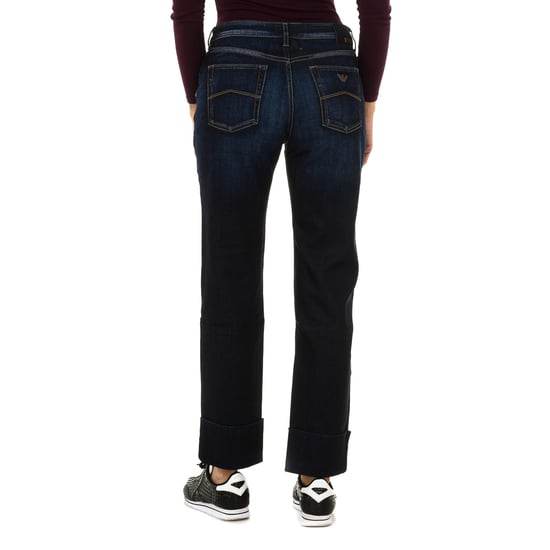 Women's long worn effect denim pants 6Y5J11-5D2UZ