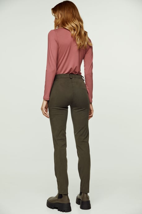Khaki Fitted Full Length Pants