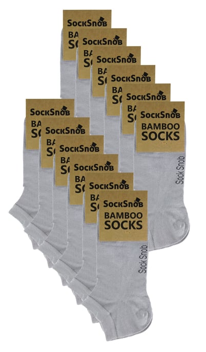 Sock Snob 12 Paar Heren Bamboe Trainer Sokken, Ademende Kussensokken voor Zomer - Grijs - Image 2
