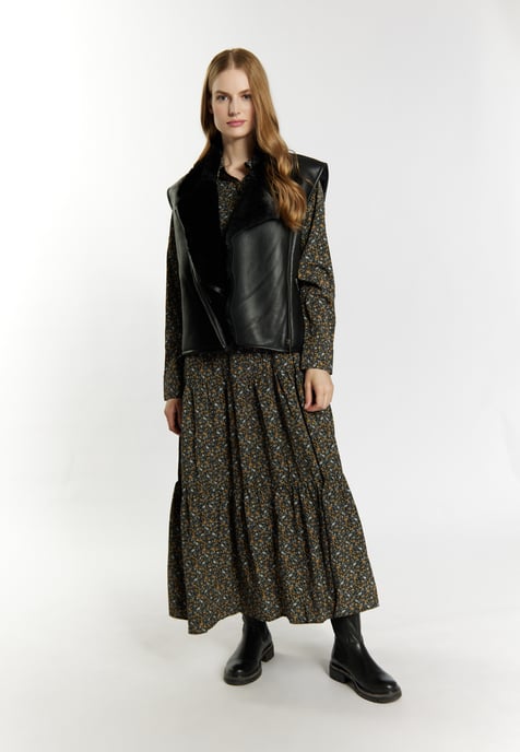 Dreimaster Leren vest Dames zwart - Image 2
