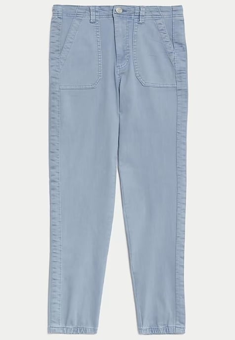 M&S Collection Dames Katoenmix Slim Fit Enkel Grazer Joggers Hemelsblauw - Image 5