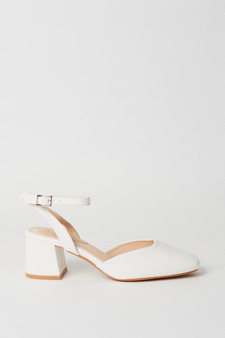 Delira Open Back Square Toe Medium Block Heel Court Shoes