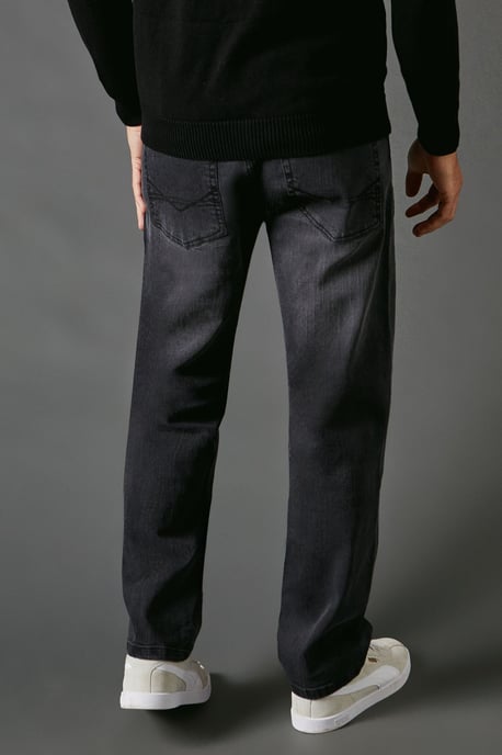 Washed Black Stretch Straight Leg Jeans